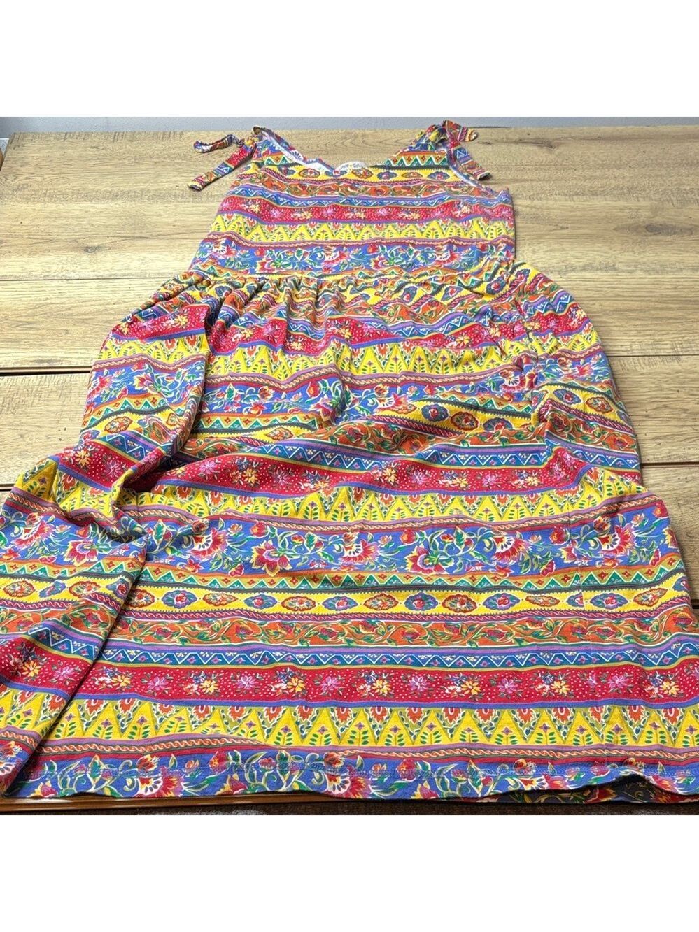 Susan Bristol Colorful Patterned Maxi SunDress Size Medium